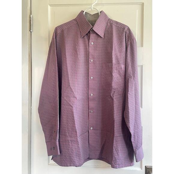 Bugatchi‎ Uomo Mens Size Large Long-Sleeve Button Down Shirt Plaid - Picture 1 of 6